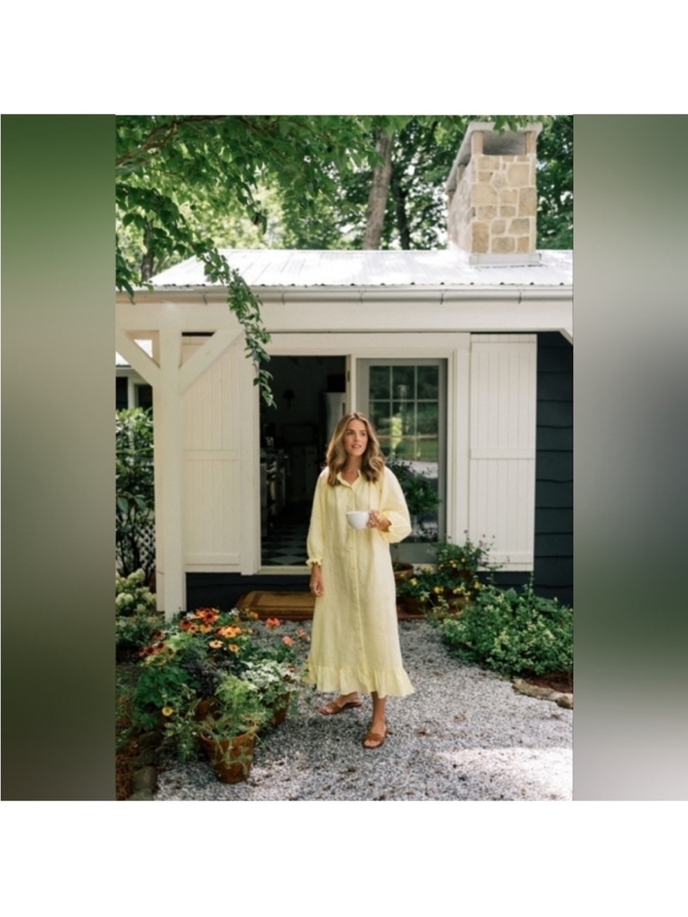 Sleeper lemon Yellow Maxi Dress with Ruffle Hem aso Julia Berolzheimer